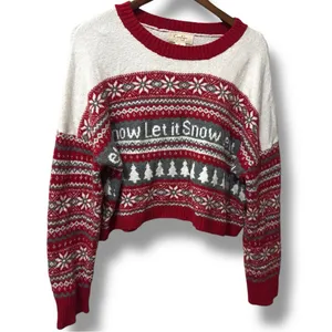 Jessica Simpson | EUC Cotton Red & Cream Let It Snow Holiday Sweater (size XL) thumbnail 3