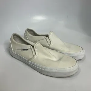 Vans off the wall all white slip‎ on sneakers women’s size 7.5 thumbnail 3