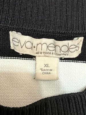 Eva Mendes New York & Co Women’s Short-sleeve Green Stripped Belted Knit Sweater thumbnail 3