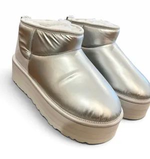 UGG Ultra Mini Platform Hi Shine Silver Boots Women’s 8 NWOB thumbnail 1