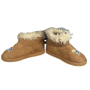 Kansas Jayhawks Women’s Faux Fur & Suede College Logo Winter Boot Slippers Sz XL thumbnail 3