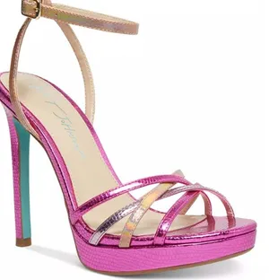 Blue by Betsey Johnson Avah Pink Metallic Platform Heels Y2K Barbiecore McBling thumbnail 1