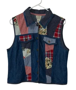 Koret City Blues Vintage Patchwork Vest(Size Medium)) Blue thumbnail 1