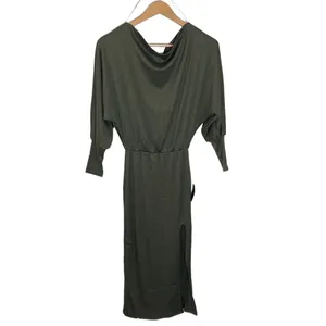 Lulus City Street Chic Olive Green Off-the-Shoulder Midi Dress size XS thumbnail 4