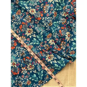 Croft & Barrow Floral Dress Medium‎ Blue Smocked Waist Tiered Ruffle Hem Rayon thumbnail 9