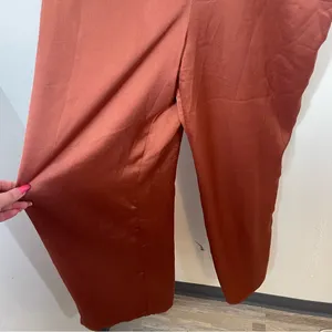 Lulu’s Look of Luxe Rusty Rose Satin Asymmetrical Wide-Leg Jumpsuit size XS thumbnail 7