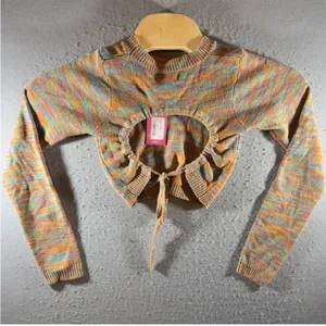 1695 | NWT Edikted Boho Festival Open Back Cutout Crop Sweater Pink Womens S Y2K thumbnail 2