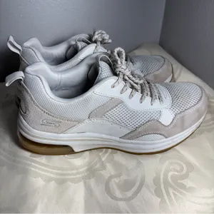 Skechers White and Light Gray Mesh Suede Lace-Up Sneakers size 8 thumbnail 13