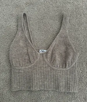 ZARA Brown Sweater Tank Top thumbnail 1