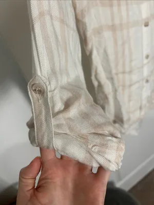 Thread & Supply Cream and Beige Plaid Button-Up Shirt thumbnail 5