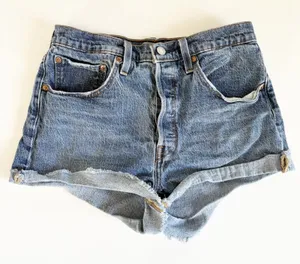 Levi's Womens 501 High Rise Button Fly Boho Cut Off Denim Jean Shorts Size‎ 30 thumbnail 1