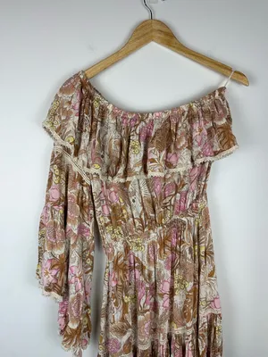 Spell‎ Jungle One-Shoulder Boho Lace Midi Dress Women’s Sz S thumbnail 4