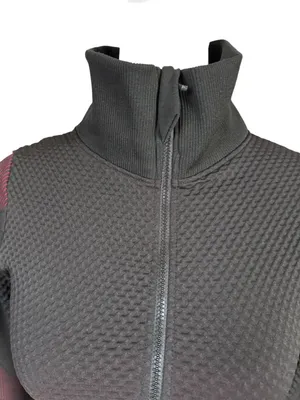 Womens black and burgundy long sleeve zip up activewear cropped jacket size L thumbnail 6