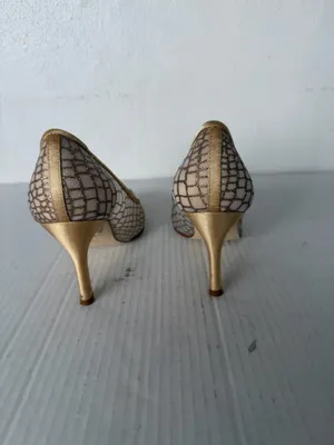 Nina Gold Mesh Heels Pumps Pointed Toe Elegant Evening Wedding Shoes Women’s thumbnail 12