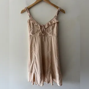 American Eagle Cream Pink Ruffle‎ Mini Dress thumbnail 3