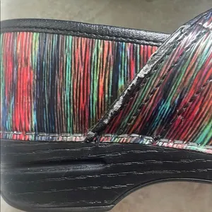 Dansko Professional Patent Clogs Women's Multi Color Striped Slip On Shoes Sz 39 thumbnail 2