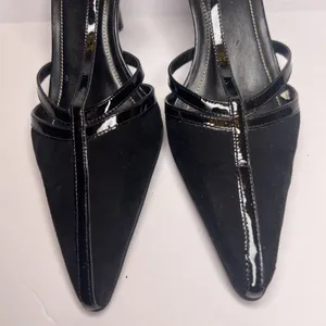 Vintage Y2K Lauren Ralph Lauren Winona Heels 7.5B Black T Strap Pointed Toe thumbnail 13