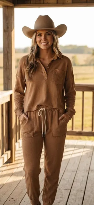$89 NWT Boutique Cozy "In Loom" Vintage-Wash Lounge Set (Size Small) thumbnail 1