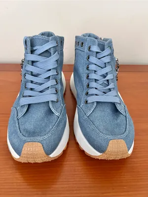 Women’s Canvas Platform Sneakers High Top Denim Shoes Size 38 thumbnail 4