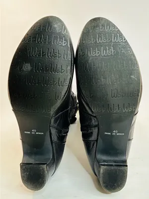 Eric Michael Web Shoemaker Black Leather Zip Knee High Boot Sash Tie size 40/9.5 thumbnail 8