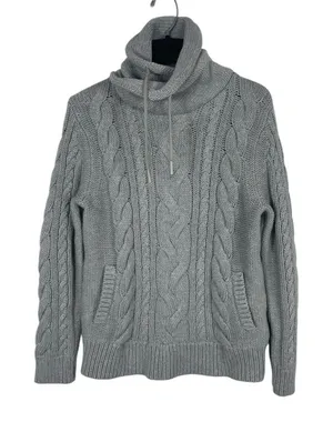 L.L. Bean Cable Knit Cowl Neck Sweater Chunky PS Cozy Outdoor Heavy Heritage thumbnail 1