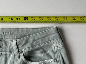 American Eagle Sz 14 Sage Green Womens Ripped High Rise Straight Mom Jeans thumbnail 7