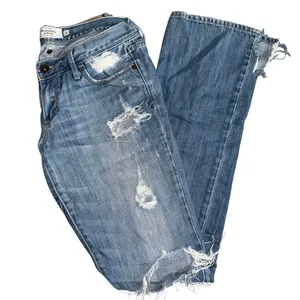 Abercrombie Fitch Jeans women’s sz 2 Blue Button‎ Fly Preppy Thrashed Distressed thumbnail 4