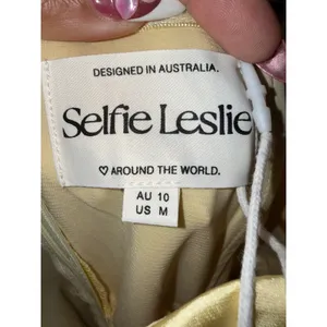 Selfie Leslie NWT Butter Yellow Satin Strapless Maxi Dress Womens M Bridesmaid thumbnail 5