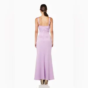Elliatt Wedding Guest Satin Maxi Dress Lilac High Slit Emerson S NWT thumbnail 5