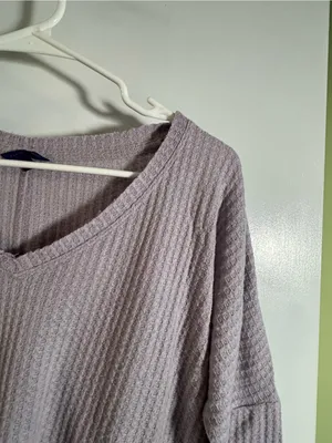 Aeropostale Women’s Size Medium V-Neck Thermal Top‎ Light Purple Lavender Waffle thumbnail 5