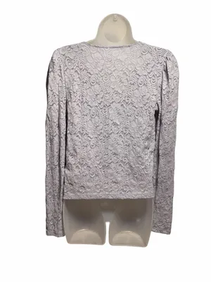 By Anthropologie Lace Button-Front Top Lavender Size Medium thumbnail 7