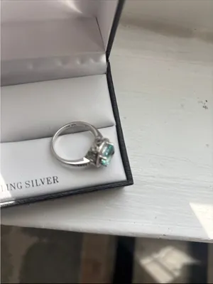 Tested 925 Sterling Silver Blue Cubic Zirconia Ring Size 9 thumbnail 7