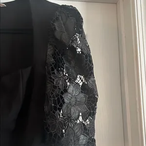 Anthropologie Dolan Black Lace Sleeve Square Neck Women's Top thumbnail 4