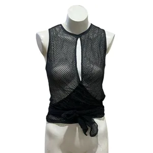 Fabletics Women's Black Mesh Tie Tank Top Size M Sleeveless Activewear thumbnail 7