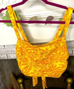 Free People All Tied Up Crop Top NWT Large Yellow Floral Tie Back Brami thumbnail 1