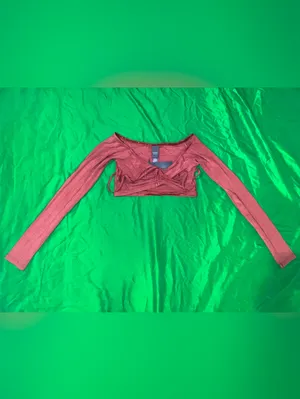 NWT Savage X Fenty Rust Off-Shoulder Ruched Long-Sleeve Crop Top size XS thumbnail 3