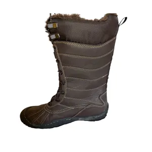 J41 Avery Boots Womens Size 8.5 Brown Faux Fur Winter Duck Boot Front Lace EUC thumbnail 3