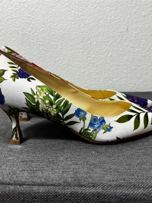 Nine West Ariella2 Floral Pointed Toe Kitten Heel Pumps 7.5 thumbnail 3