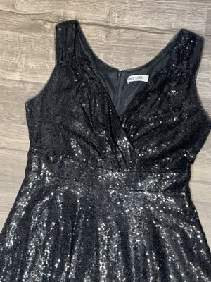 GRACE KARIN Black Sequin Fit & Flare Cocktail Dress Size L thumbnail 4