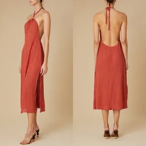 SM Dress Lana Midi Bamboo‎ Peace Silk Halter O-Ring Backless Scarlette S NWT thumbnail 7
