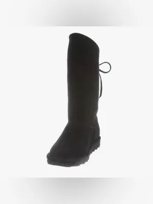 BearPaw Black Tall Women's Suede-Look Boot with Back Bow Size 6.5 thumbnail 5