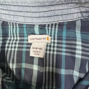 Carhartt Womens Blue‎ Teal Plaid Button Down Shirt Size Medium Utility Cabincore thumbnail 4