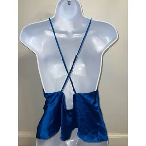 Victoria's Secret Women’s Satin & Lace Blue Top. Size medium thumbnail 3