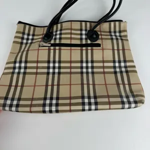 Authentic Vintage Burberry Blue Label Nova Check Plaid Canvas Tote Bag thumbnail 4