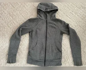 Lululemon SCUBA FULL-ZIP HOODIE IN HEATHERED SPECKLED BLACK, size 6 thumbnail 2