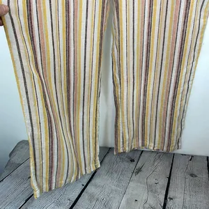 D&Co Naturals Linen blend pull on pants multicolor Striped Pants size Large thumbnail 5