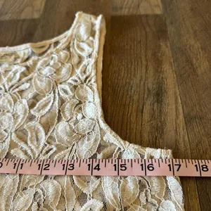 Free People Sleeveless Lace Overlay Dress Sheer Trapeze Flare Coverup Size Large thumbnail 7