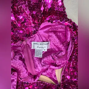 Papell Boutique Fuchsia Sequin Dress thumbnail 3
