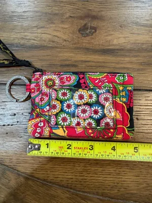 Vera Bradley Pink Multi Floral Quilted Zip Keyring Card Case thumbnail 5