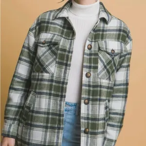 NEW Stradivarius Plaid Green Shacket Jacket Coat XS thumbnail 12